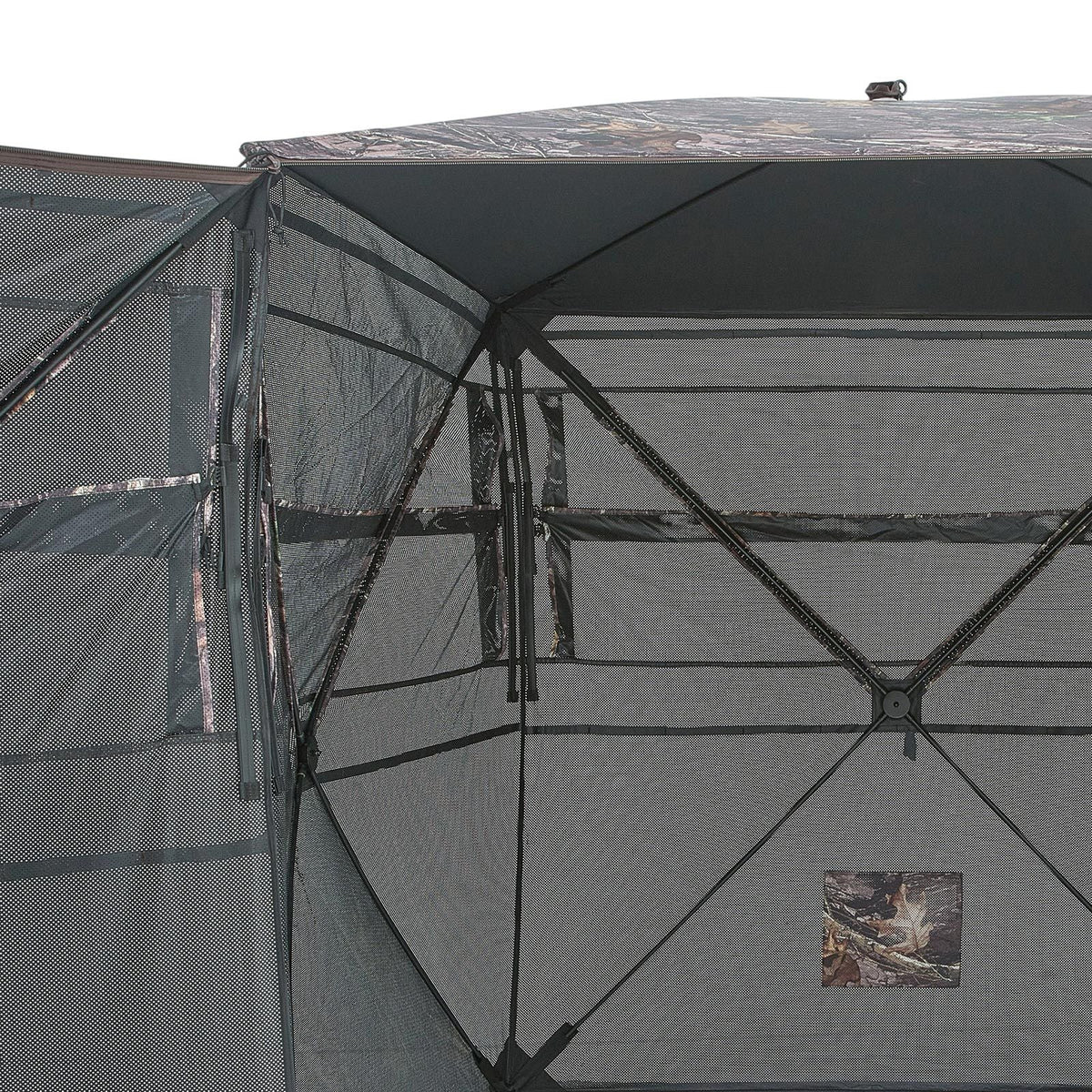 Hunting Blind, 4-5 Person See Through Ground Blinds with Carrying Bag, 360 Degree Portable Camouflage Tent, Durable Concealed Shelter with Silent Zipper Door and Window, for Turkey and Deer