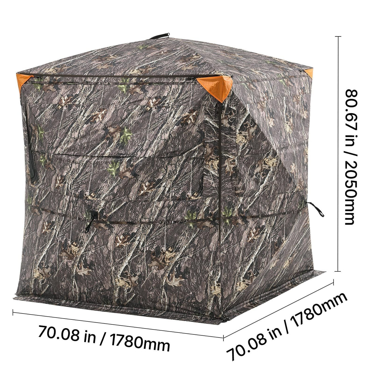 Hunting Blind, 4-5 Person See Through Ground Blinds with Carrying Bag, 360 Degree Portable Camouflage Tent, Durable Concealed Shelter with Silent Zipper Door and Window, for Turkey and Deer