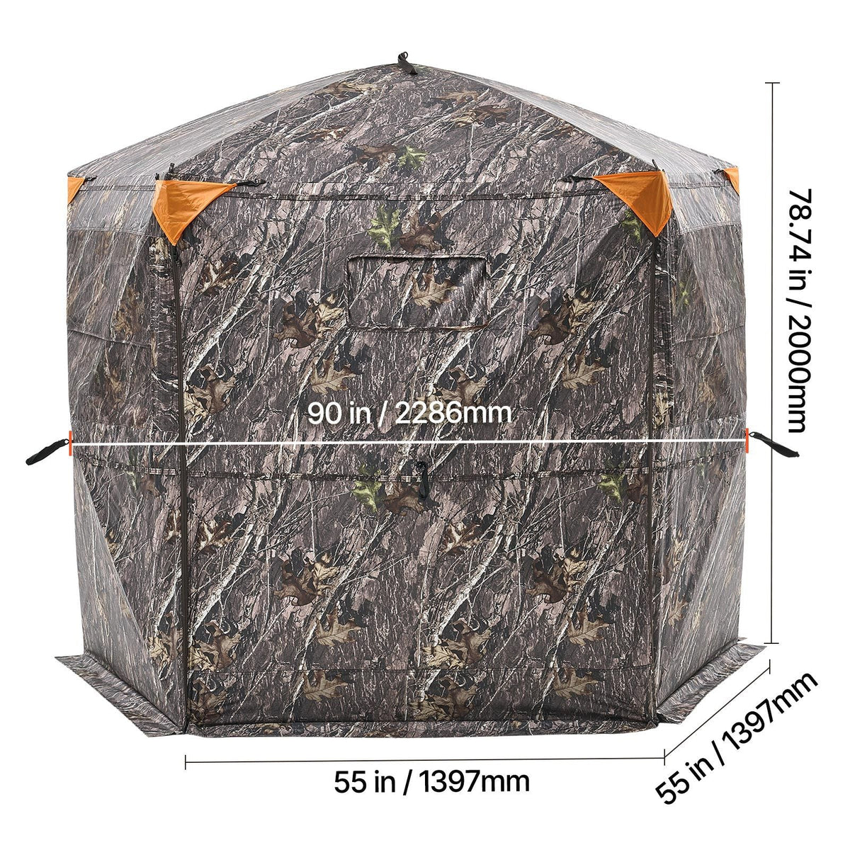 Hunting Blind, 6-7 Person Ground Blinds with Carrying Bag, Portable Camouflage Tent, Reinforced Durable Concealed Shelter with Silent Zipper Door and Window, for Turkey and Deer