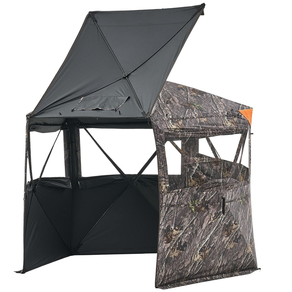 Hunting Blind, 6-7 Person Ground Blinds with Carrying Bag, Portable Camouflage Tent, Reinforced Durable Concealed Shelter with Silent Zipper Door and Window, for Turkey and Deer