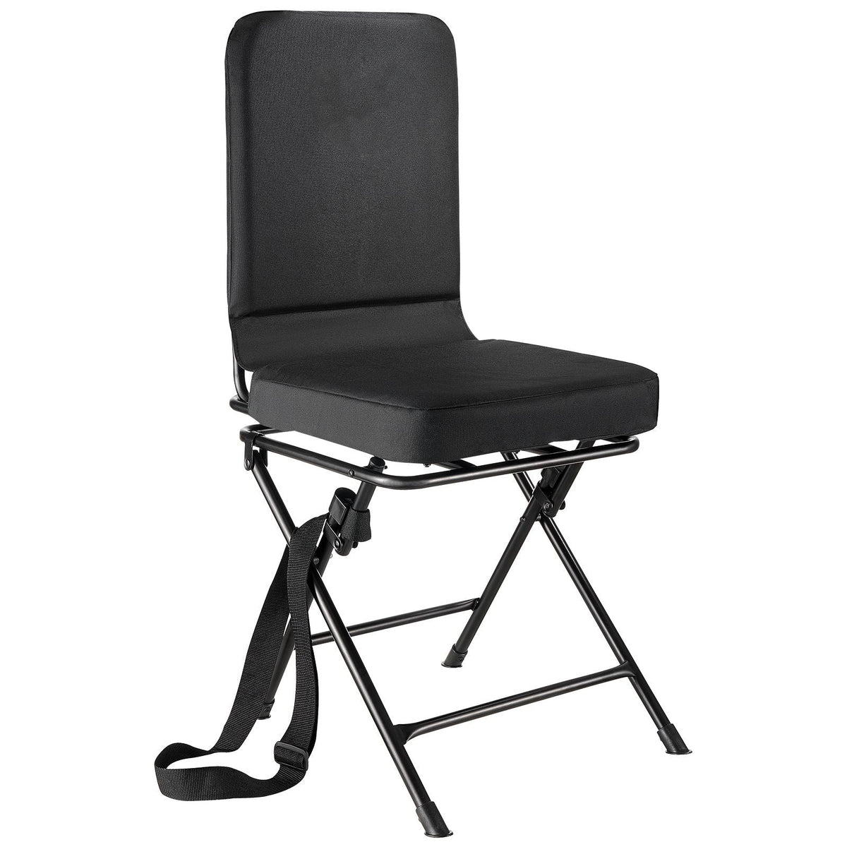 Hunting Chair, 360° Silent Swivel, Foldable Lightweight Portable Blind Chair, Heavy-Duty Steel Frame Ground Stool Seat, with Adjustable Shoulder Strap, 300 Lbs Capacity for Fishing, Camping
