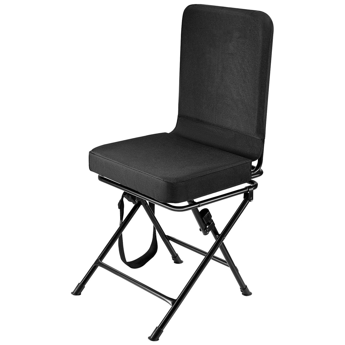 Hunting Chair, 360° Silent Swivel, Foldable Lightweight Portable Blind Chair, Heavy-Duty Steel Frame Ground Stool Seat, with Adjustable Shoulder Strap, 300 Lbs Capacity for Fishing, Camping