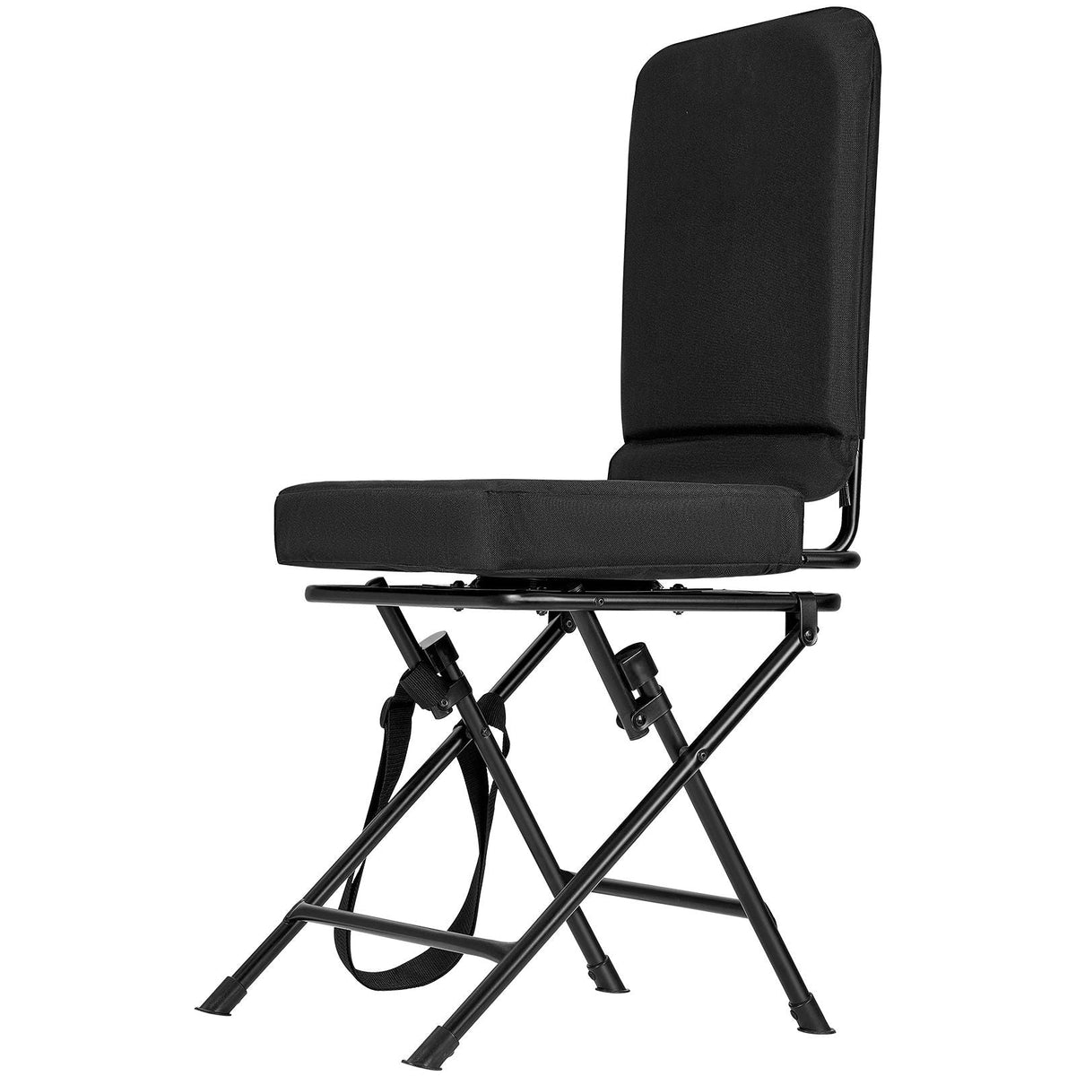 Hunting Chair, 360° Silent Swivel, Foldable Lightweight Portable Blind Chair, Heavy-Duty Steel Frame Ground Stool Seat, with Adjustable Shoulder Strap, 300 Lbs Capacity for Fishing, Camping