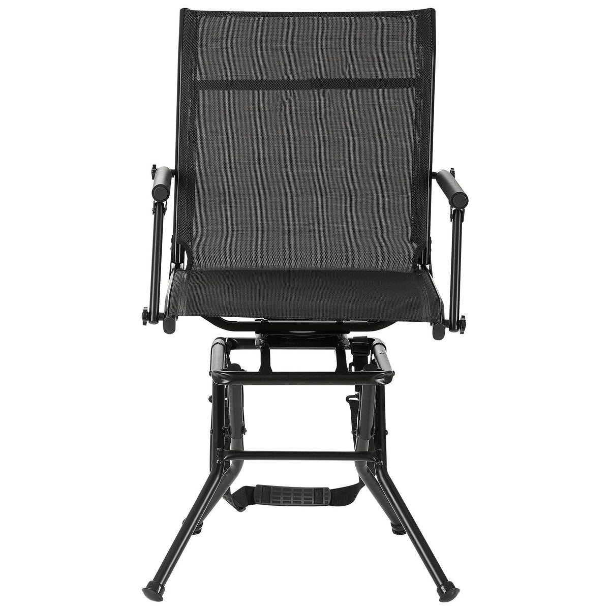 Hunting Chair, 360° Silent Swivel, Foldable Lightweight Portable Blind Chair, Heavy-Duty Steel Frame Ground Stool Seat, with Armrest, Adjustable Carry Strap, 300 Lbs Capacity for Fishing Camping