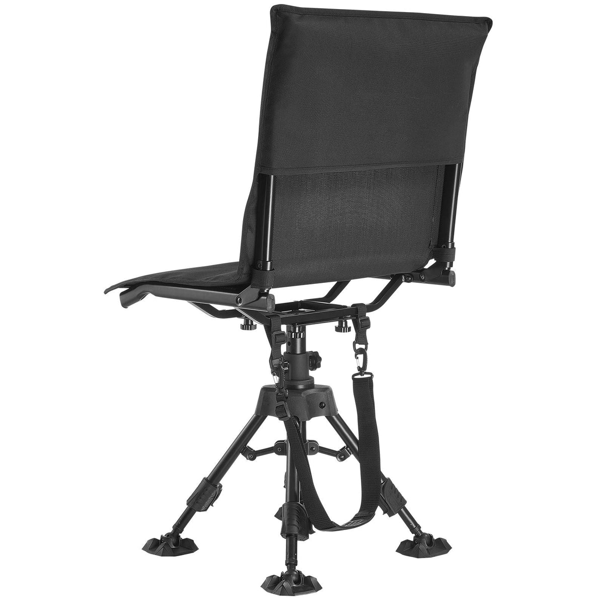 Hunting Chair, 360° Silent Swivel, Foldable Portable Blind Chair, Heavy-Duty Steel Frame Ground Stool Seat,with Seat Cover, Anti-Sink Feet, Height Adjustable, 350 Lbs Capacity, for Fishing