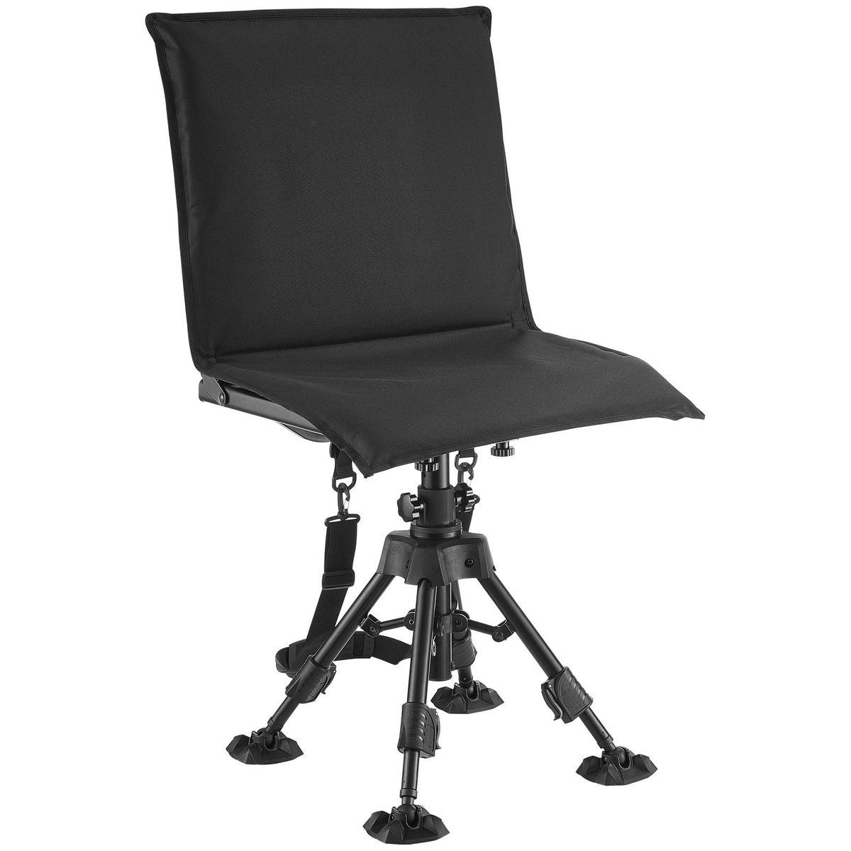Hunting Chair, 360° Silent Swivel, Foldable Portable Blind Chair, Heavy-Duty Steel Frame Ground Stool Seat,with Seat Cover, Anti-Sink Feet, Height Adjustable, 350 Lbs Capacity, for Fishing