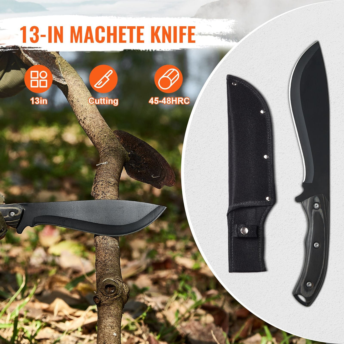Hunting Knife and Hatchet Axe Combo Set with Sheath, Fixed Blade Tactical Knife and Camping Axe, Stainless Steel Survival Knife and Camping Hatchet for Outdoor Survival Hunting Camping Adventure