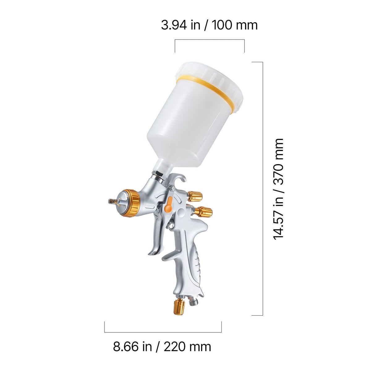 HVLP Air Spray Gun, Gravity Feed Paint Sprayer Gun with 3 Nozzles (1.3/1.4/1.7mm), 600ml Capacity Auto Paint Sprayer with Air Regulator for Automotive Primers, Clear Coats & Topcoats