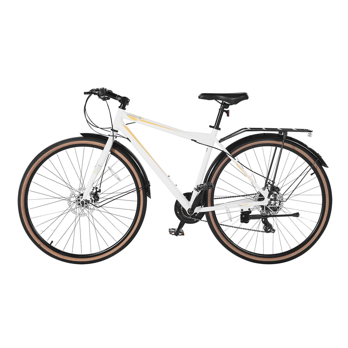 Hybrid Bike, Lightweight Aluminum Frame Bike, 700c Wheel Men Women Hybrid Bicycle, Step-Over Adult Urban City Commuter Bikes, with 24-Speed Shimano Drivetrain, Alloy Adjustable Stem, Dual Brakes