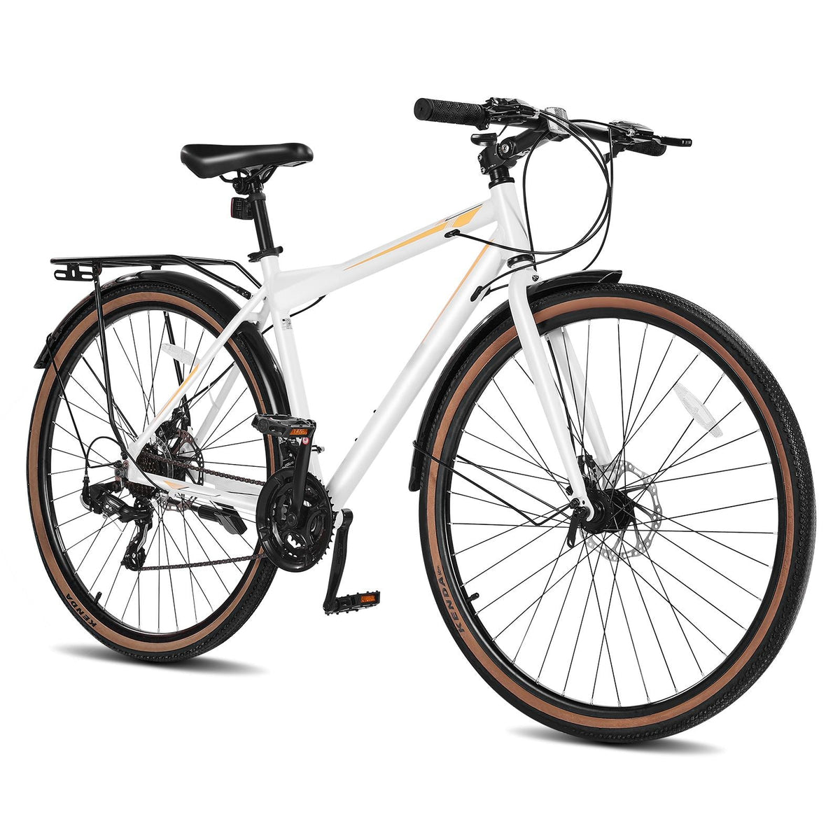 Hybrid Bike, Lightweight Aluminum Frame Bike, 700c Wheel Men Women Hybrid Bicycle, Step-Over Adult Urban City Commuter Bikes, with 24-Speed Shimano Drivetrain, Alloy Adjustable Stem, Dual Brakes