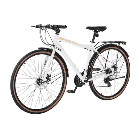 Hybrid Bike, Lightweight Aluminum Frame Bike, 700c Wheel Men Women Hybrid Bicycle, Step-Over Adult Urban City Commuter Bikes, with 24-Speed Shimano Drivetrain, Alloy Adjustable Stem, Dual Brakes