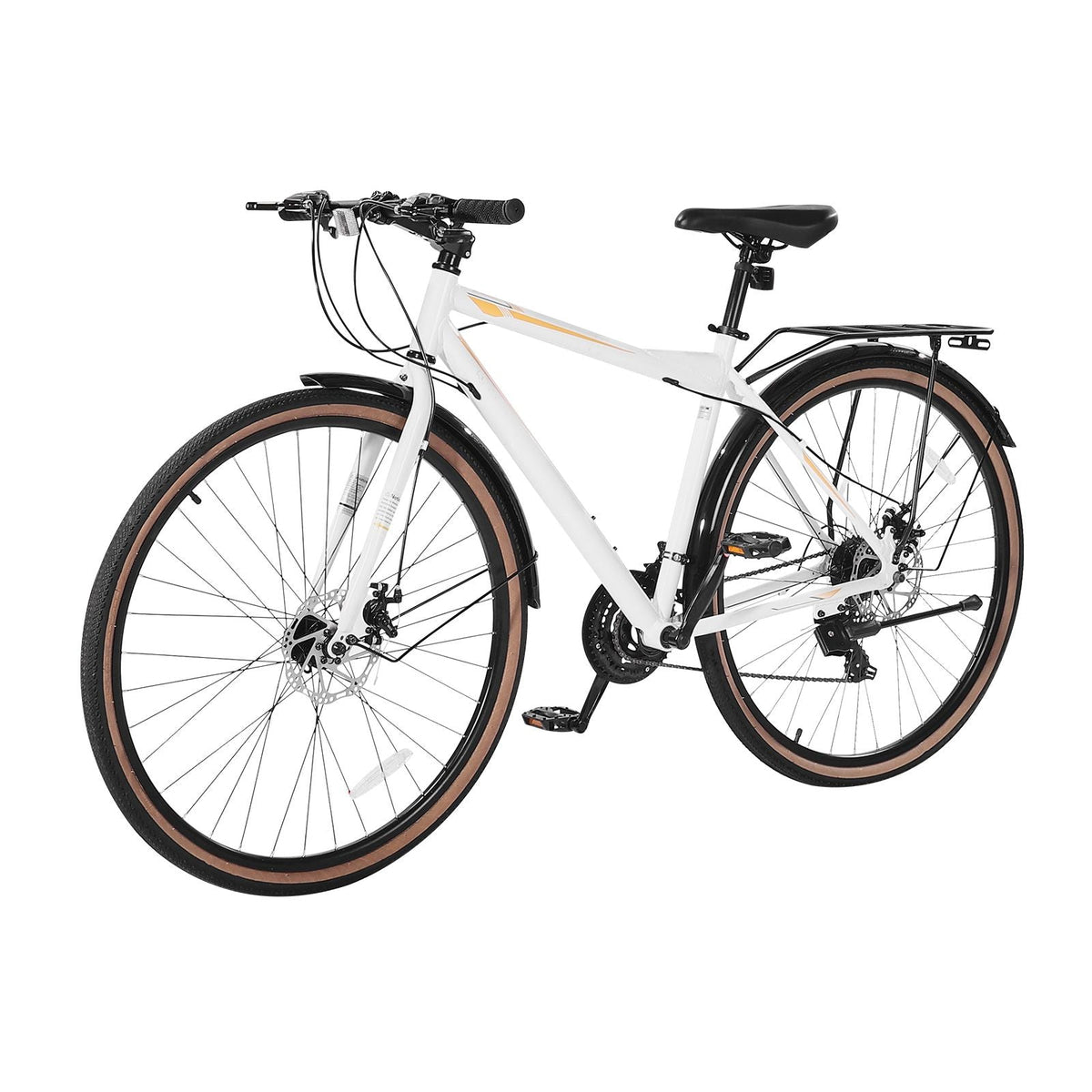Hybrid Bike, Lightweight Aluminum Frame Bike, 700c Wheel Men Women Hybrid Bicycle, Step-Over Adult Urban City Commuter Bikes, with 24-Speed Shimano Drivetrain, Alloy Adjustable Stem, Dual Brakes