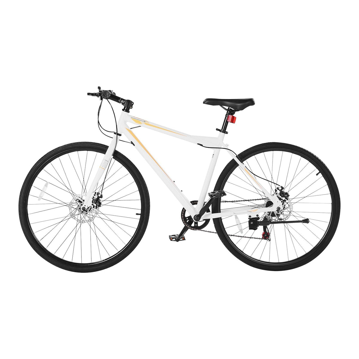 Hybrid Bike, Lightweight Aluminum Frame Bike, 700c Wheel Men Women Hybrid Bicycle, Step-Over Adult Urban City Commuter Bikes, with 7 Speed, Alloy Adjustable Stem, Disc Brakes, Adjustable Seat