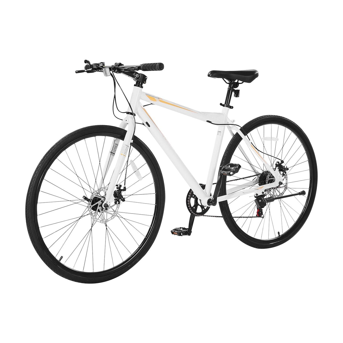 Hybrid Bike, Lightweight Aluminum Frame Bike, 700c Wheel Men Women Hybrid Bicycle, Step-Over Adult Urban City Commuter Bikes, with 7 Speed, Alloy Adjustable Stem, Disc Brakes, Adjustable Seat