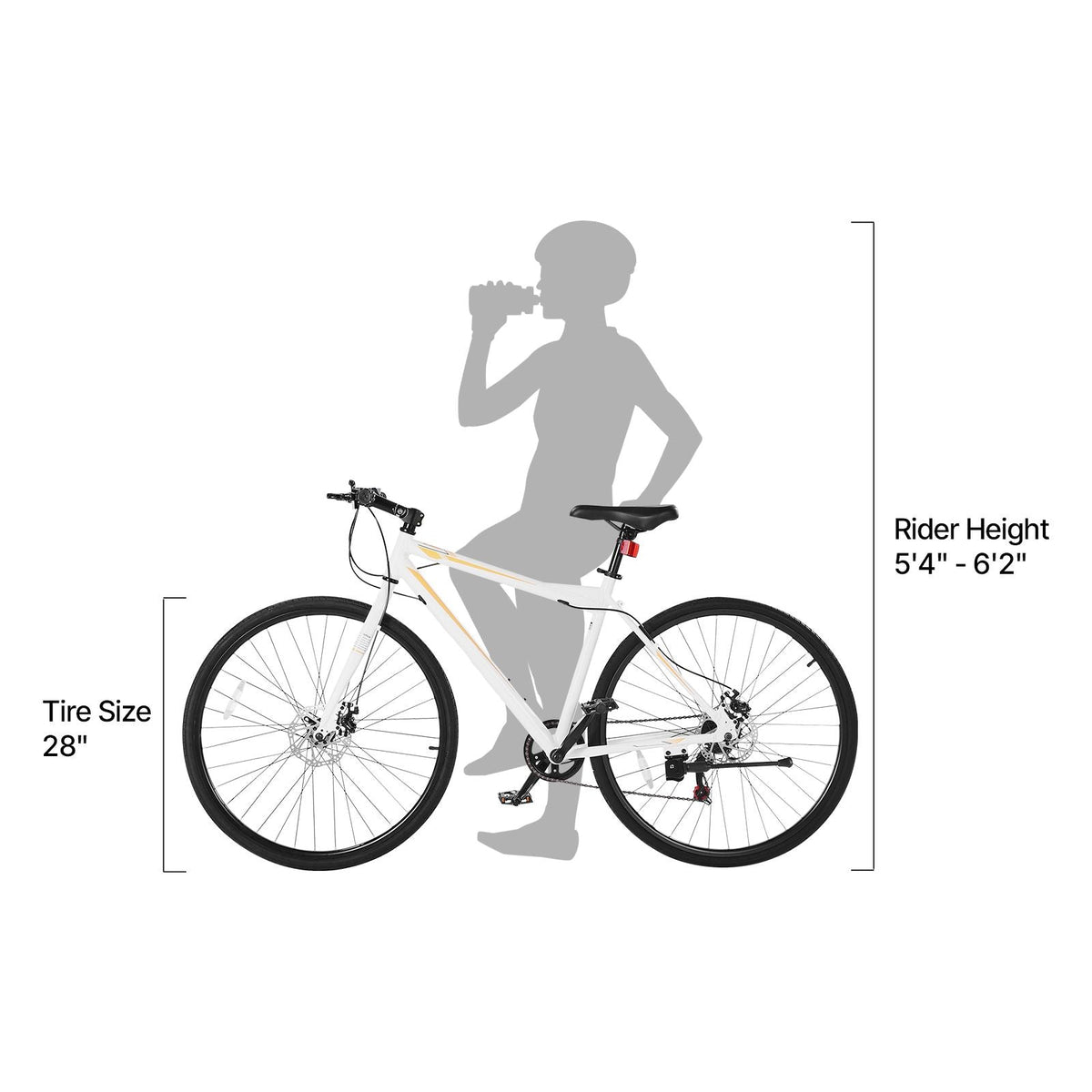 Hybrid Bike, Lightweight Aluminum Frame Bike, 700c Wheel Men Women Hybrid Bicycle, Step-Over Adult Urban City Commuter Bikes, with 7 Speed, Alloy Adjustable Stem, Disc Brakes, Adjustable Seat