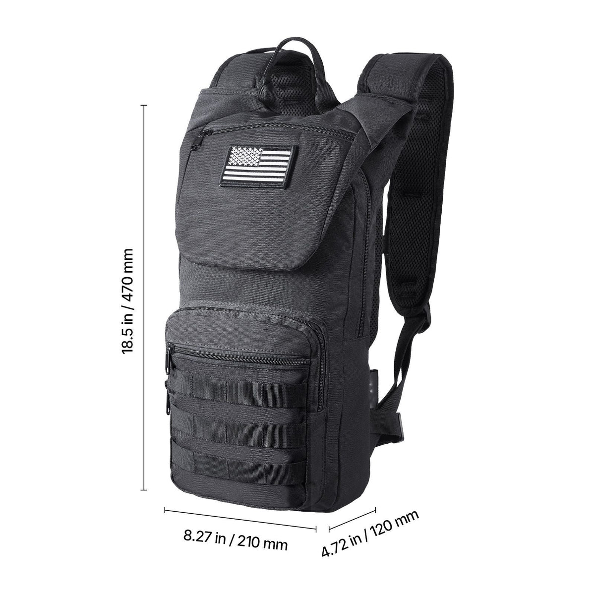 Hydration Backpack, Water Backpack with 3L TPU Water Bladder, Tactical Molle Hiking Hydration Pack with Storage for Men Women, Hydro Water Daypack for Hiking Running Cycling Camping