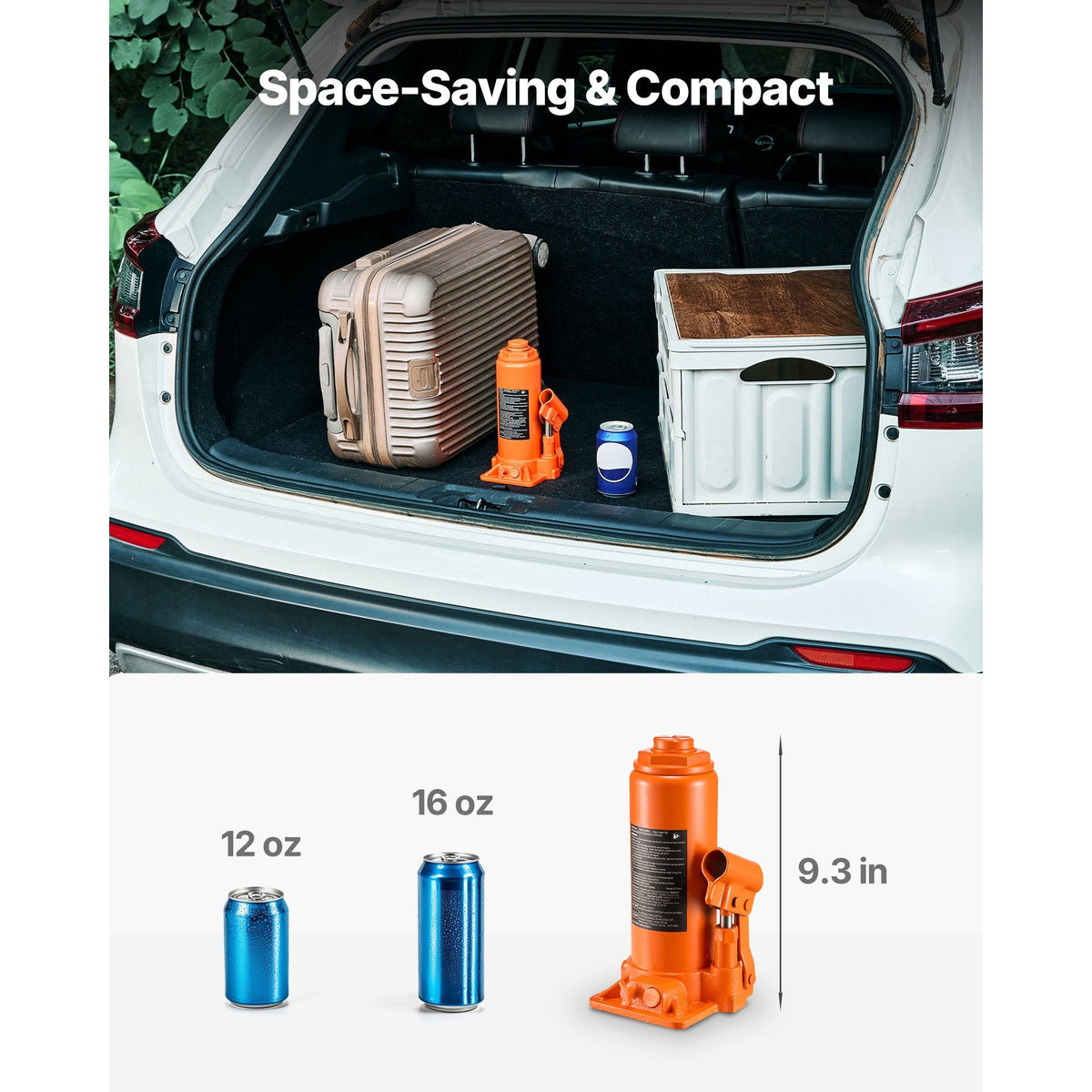 Hydraulic Bottle Jack, 10 Ton (22046 lbs) Capacity, 9.3-18.5 Inch Lifting Range, Heavy Duty Welded Bottle Jack for Car, SUV, Pickup, Auto Repair, House Lift and Agricultural Equipment, Orange