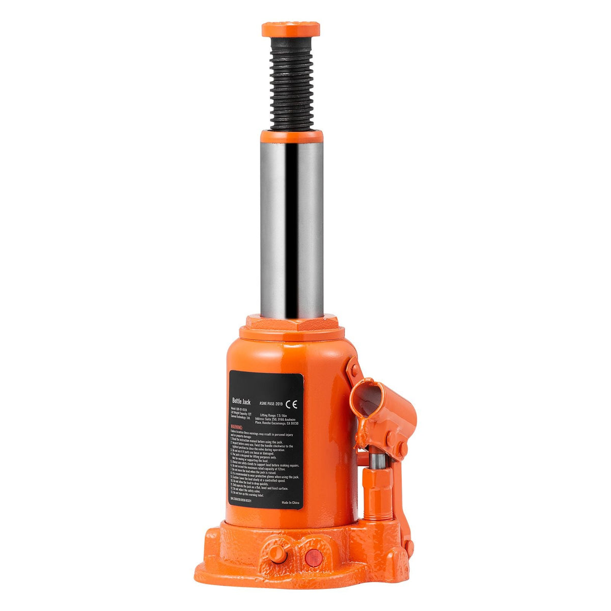 Hydraulic Bottle Jack, 12 Ton/26455 LBS All Welded Bottle Jack, 7.5-14 inch Lifting Range, with 3-section Long Handle, for Pickup Truck, Truck, Car, RV, Auto Repair, Industrial Engineering