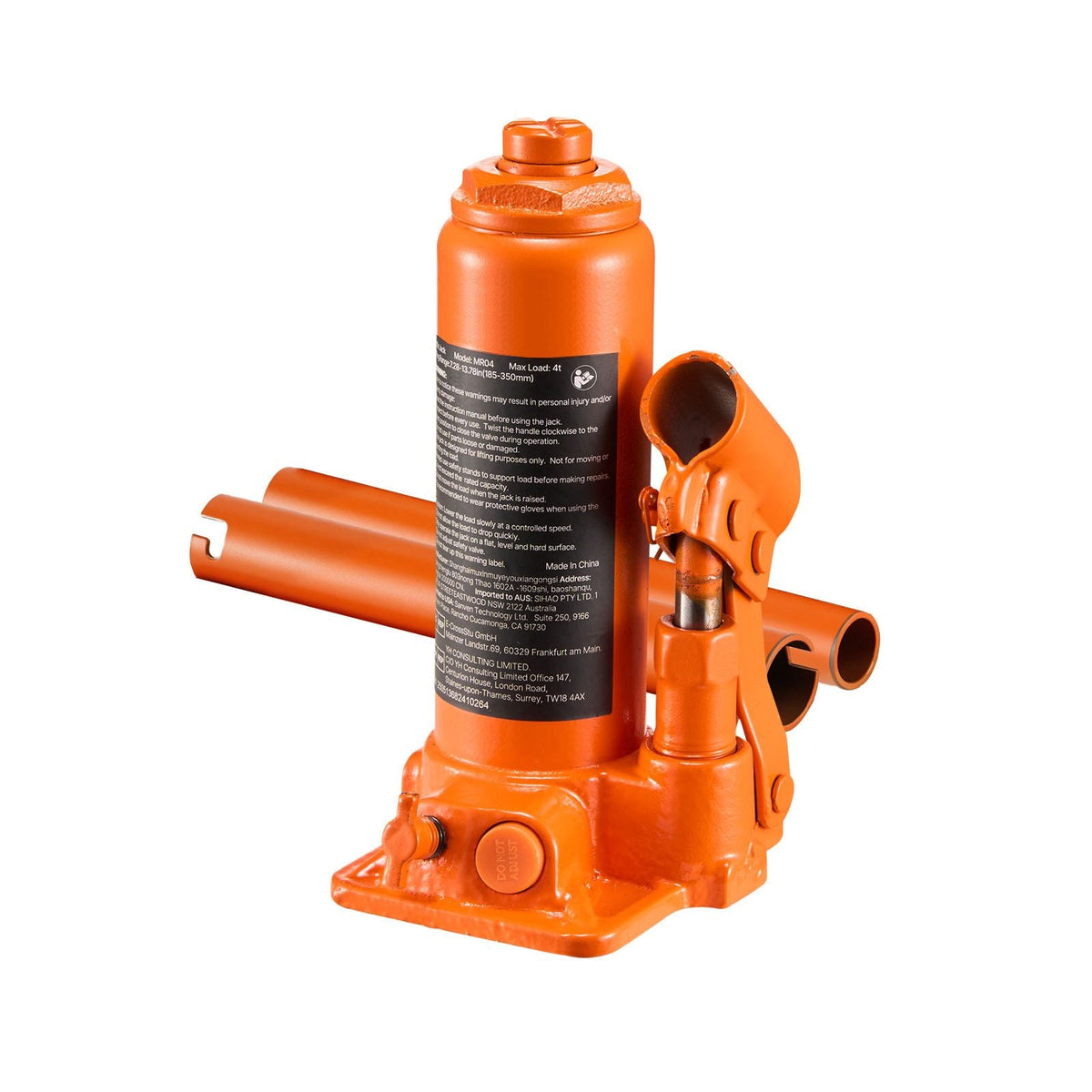 Hydraulic Bottle Jack, 4 Ton (8818.4 lbs) Capacity, 7.3-13.8 Inch Lifting Range, Heavy Duty Welded Bottle Jack for Car, SUV, Pickup, Auto Repair, House Lift and Agricultural Equipment, Orange