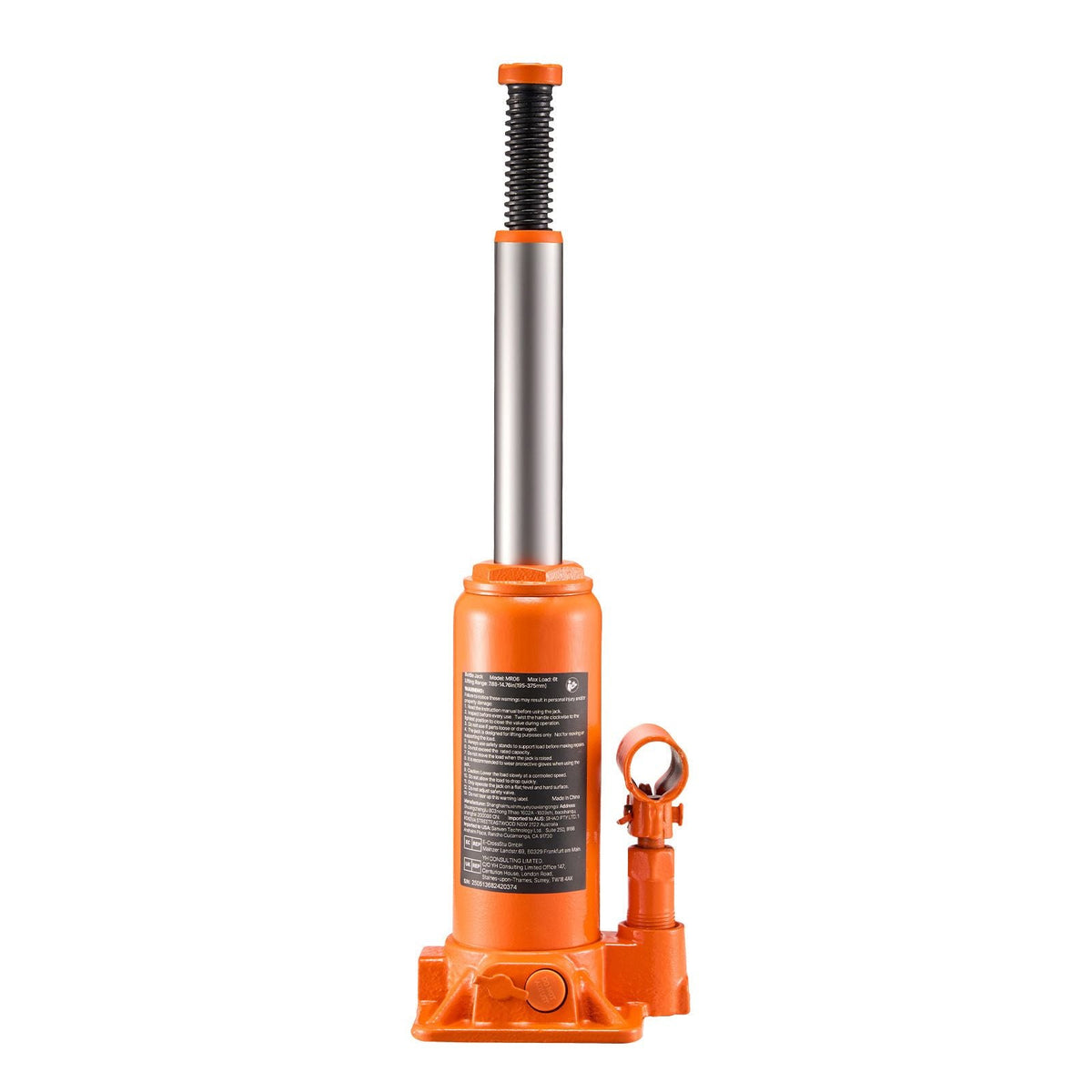 Hydraulic Bottle Jack, 6 Ton (13227.6 lbs) Capacity, 7.7-14.8 Inch Lifting Range, Heavy Duty Welded Bottle Jack for Car, SUV, Pickup, Auto Repair, House Lift and Agricultural Equipment, Orange