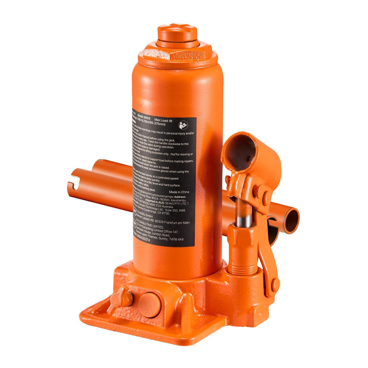 Hydraulic Bottle Jack, 6 Ton (13227.6 lbs) Capacity, 7.7-14.8 Inch Lifting Range, Heavy Duty Welded Bottle Jack for Car, SUV, Pickup, Auto Repair, House Lift and Agricultural Equipment, Orange