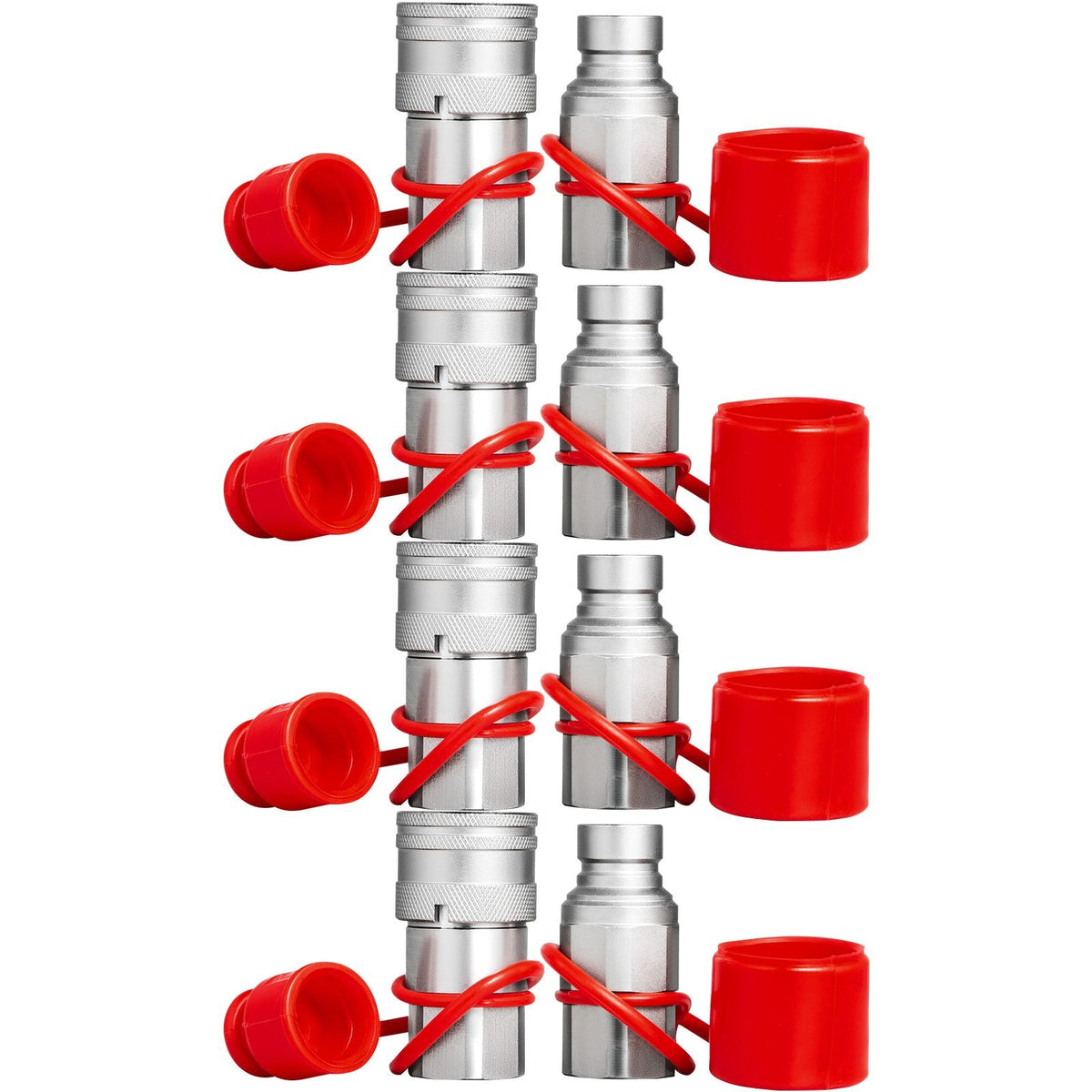 Hydraulic Coupler 1/2 Body with 1/2" NPT Thread 27.6 MPa Hydraulic Quick Connect 4 Pairs Hydraulic Coupling Quick Connect 45.5 L/min Hydraulic Quick Coupler