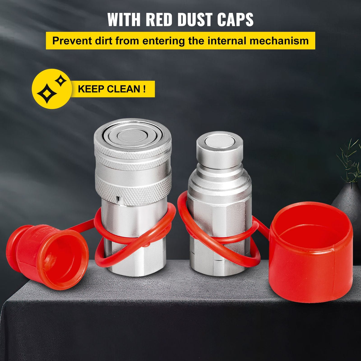 Hydraulic Coupler 1/2 Body with 1/2" NPT Thread 27.6 MPa Hydraulic Quick Connect 4 Pairs Hydraulic Coupling Quick Connect 45.5 L/min Hydraulic Quick Coupler