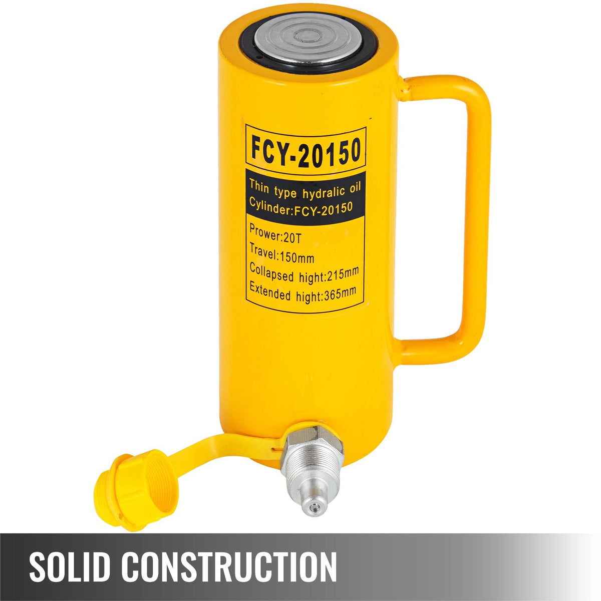 Hydraulic Cylinder Jack, 20 Ton Solid Ram Hydraulic Cylinder, 6 Inch Stroke Single Acting Hydraulic Cylinder, with Quick Connector Portable Hydraulic Solid Jack Hydraulic Lifting Cylinders