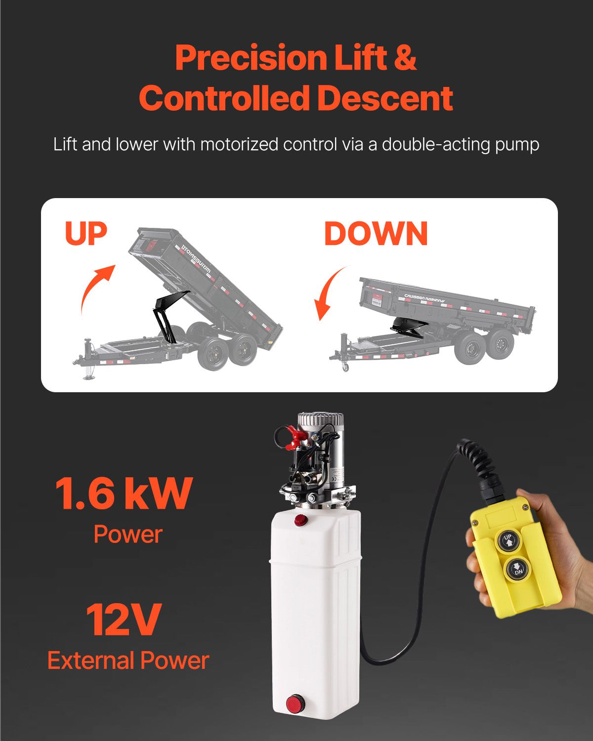 Hydraulic Dump Lift Kit, 17,600 lb/8 T Dump Trailer Hydraulic Scissor Hoist Kit Standard Kit, Hydraulic Dump Bed Kit with 12V Hydraulic Pump Unit Suitable for Scissor Lift Dump Trailers Trucks