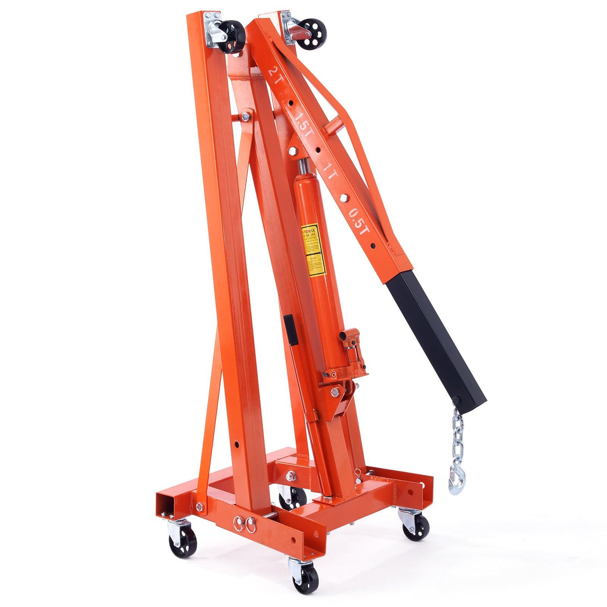 Hydraulic Engine Hoist with Lever, 2 Ton/4400 LBS Heavy-duty Cherry Picker Shop Crane, Foldable Engine Crane and Engine Hoist leveler for Auto Repair, Motors, Weights Lifting, Loading