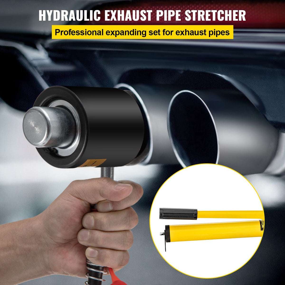 Hydraulic Exhaust Pipe Expander, 1-5/8\" to 4-1/4\" size, 10 T Manual Hydraulic Pipe Stretcher with 4 Dies and 2 Storing Case for Copper, Aluminum Tubes in Car Repairing