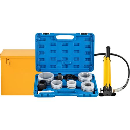 Hydraulic Exhaust Pipe Expander, 1-5/8\" to 4-1/4\" size, 10 T Manual Hydraulic Pipe Stretcher with 4 Dies and 2 Storing Case for Copper, Aluminum Tubes in Car Repairing