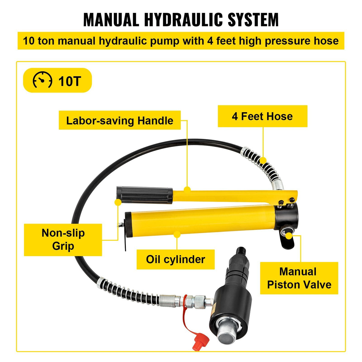 Hydraulic Exhaust Pipe Expander, 1-5/8\" to 4-1/4\" size, 10 T Manual Hydraulic Pipe Stretcher with 4 Dies and 2 Storing Case for Copper, Aluminum Tubes in Car Repairing