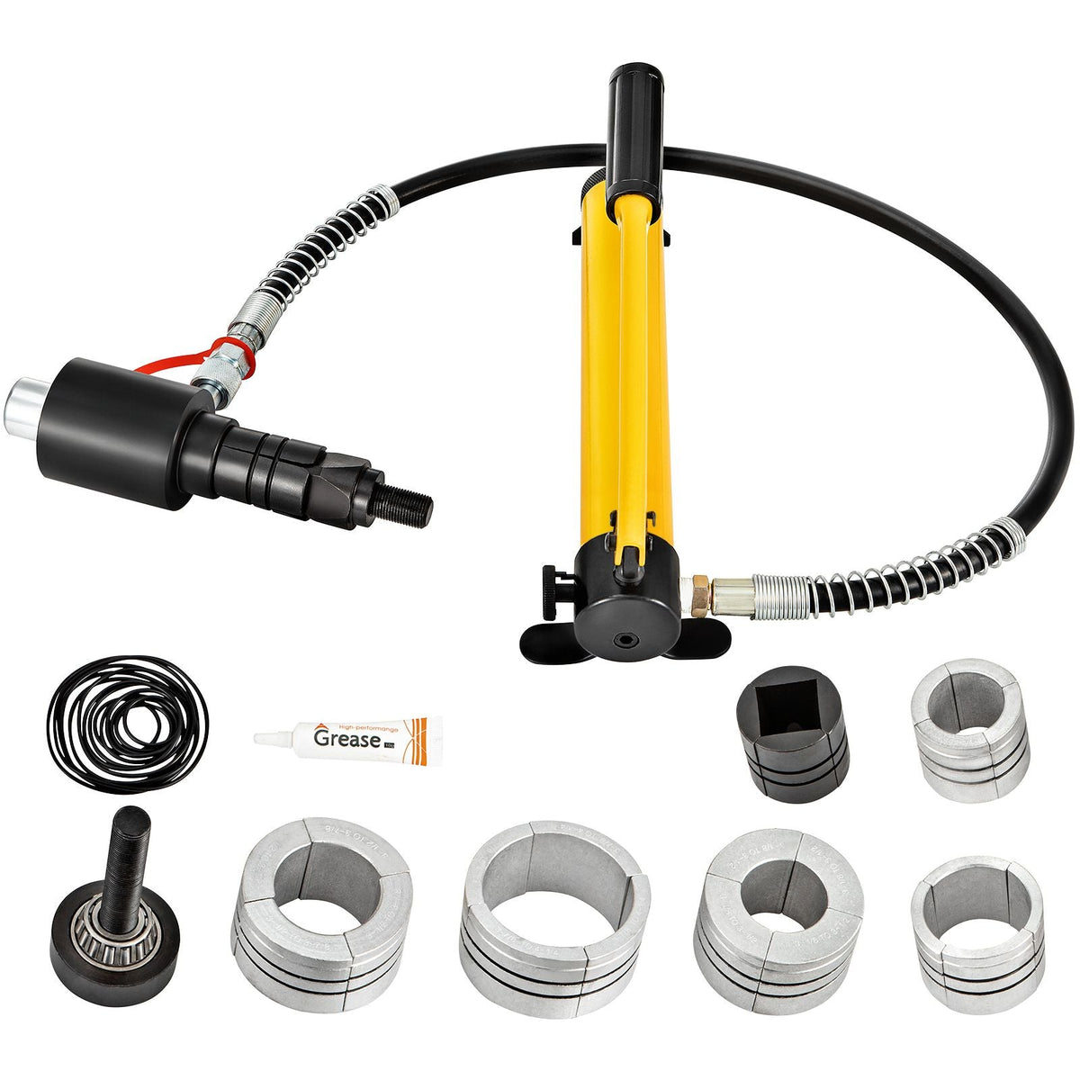 Hydraulic Exhaust Pipe Expander, 1-5/8\" to 4-1/4\" size, 10 T Manual Hydraulic Pipe Stretcher with 4 Dies and 2 Storing Case for Copper, Aluminum Tubes in Car Repairing