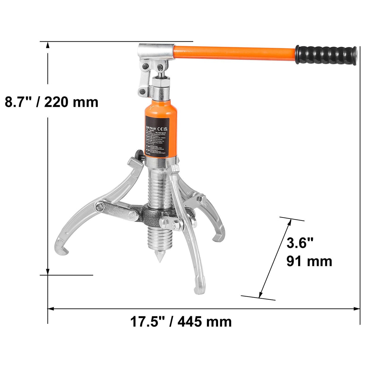 Hydraulic Gear Puller, 5 Ton Max Capacity Wheel Bearing Pulling Separator, 2 or 3 Jaws Puller, Vertically and Horizontally, 8" Jaw Hydraulic Puller with Case for Pulling Hubs