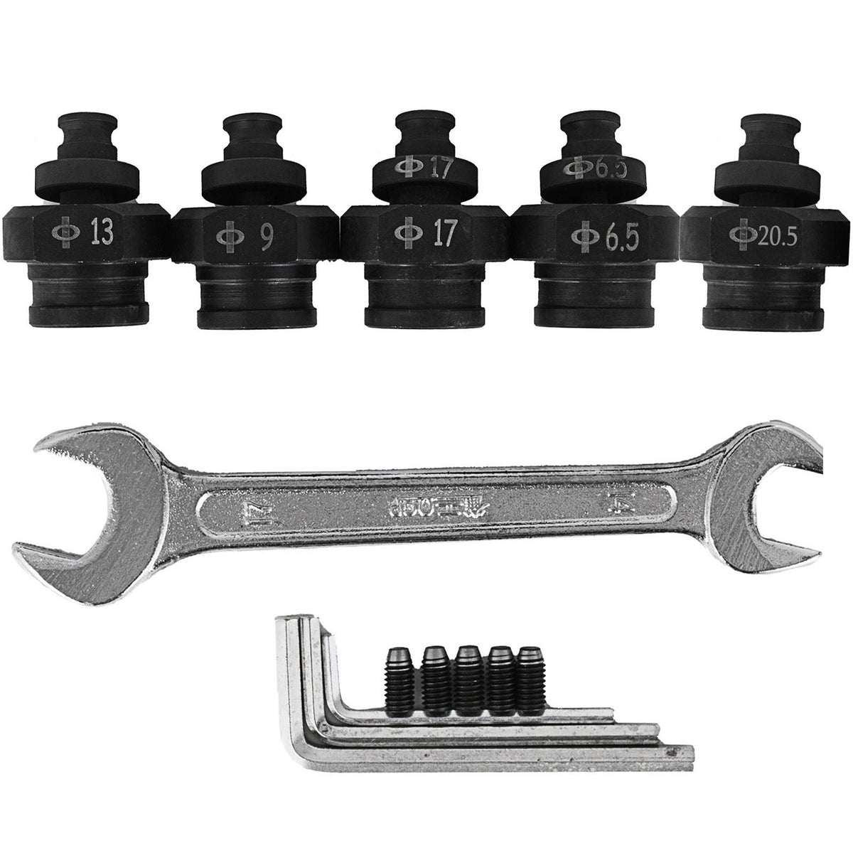 Hydraulic Hole Puncher Cutting Thick 1/4\",Electric Hydraulic Hole Punching Tool with 5-Dies Set,Hydraulic Metal Hole Puncher with Manual Oil Return Switch, Hydraulic Hole Punch Machine 900W