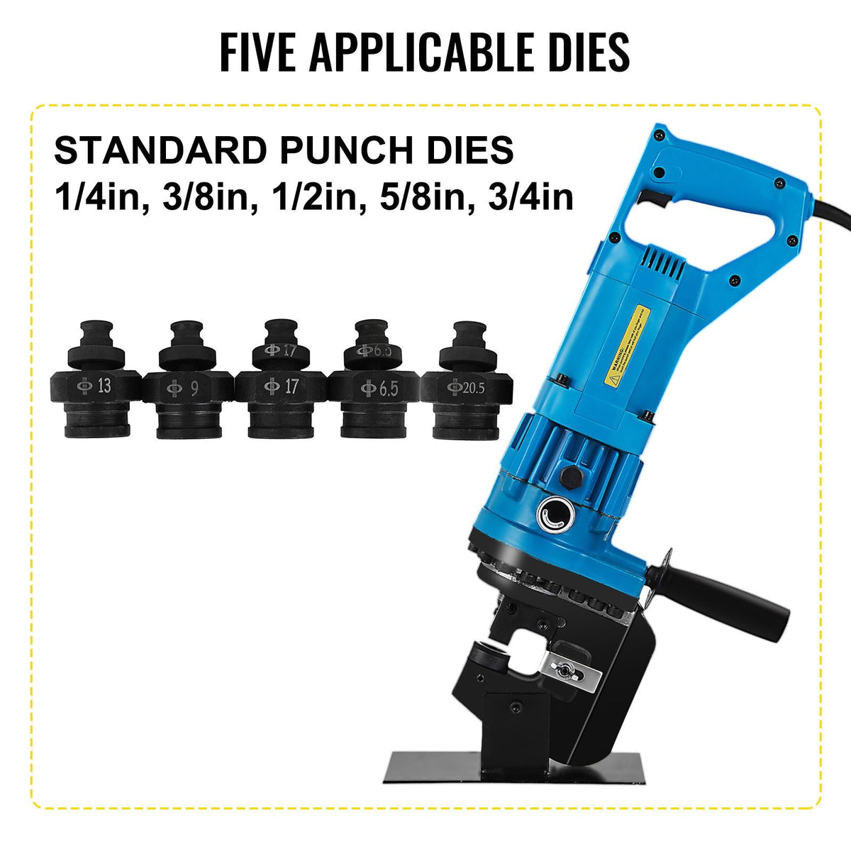 Hydraulic Hole Puncher Cutting Thick 1/4\",Electric Hydraulic Hole Punching Tool with 5-Dies Set,Hydraulic Metal Hole Puncher with Manual Oil Return Switch, Hydraulic Hole Punch Machine 900W