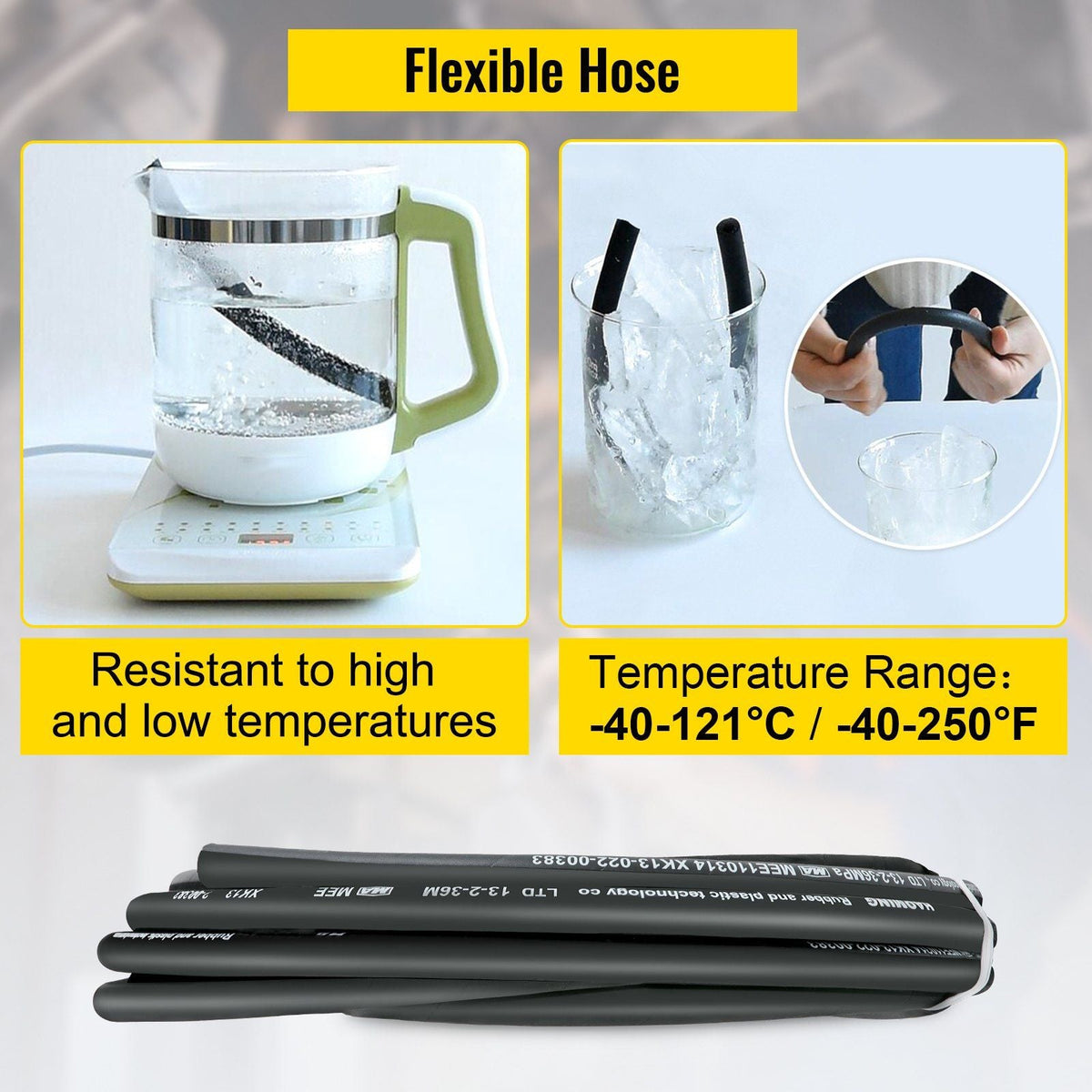 Hydraulic Hose 50 Feet Rubber Hydraulic Hoses with 2 High-Tensile Steel Wire Braid, Inner Diameter 1/2 Inch, 5000 PSI Max, Bulk Hydraulic Hose -40 to 250 Fahrenheit , Hydraulic Oil Flexible Hose