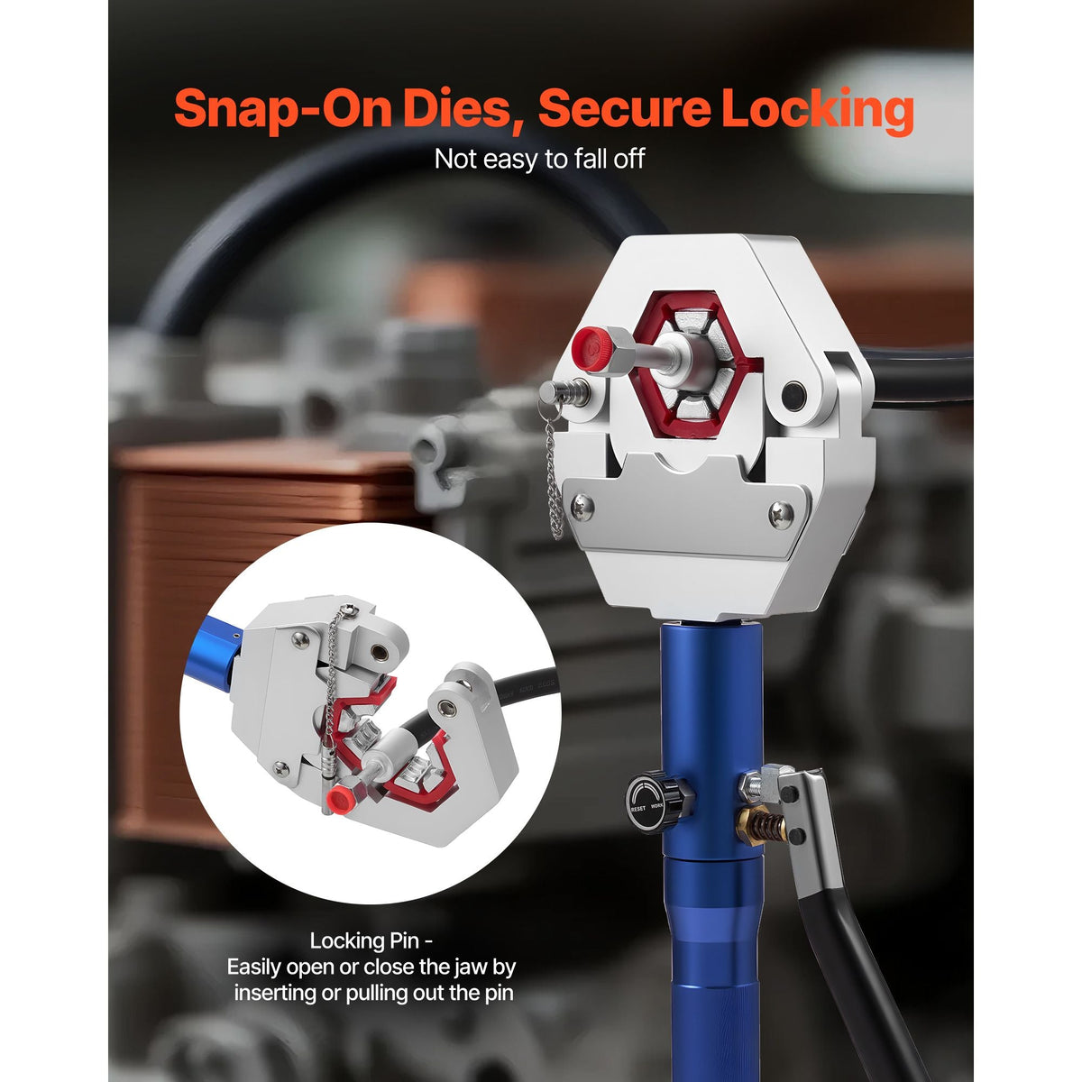 Hydraulic Hose Crimper, Hydra-Krimp AC Hose Crimper Kit with 7 Dies Snap-On, Integral Manual Hydraulic A/C Hoses Crimping Tool for Automotive & Air Conditioning Repair - with Carrying Case