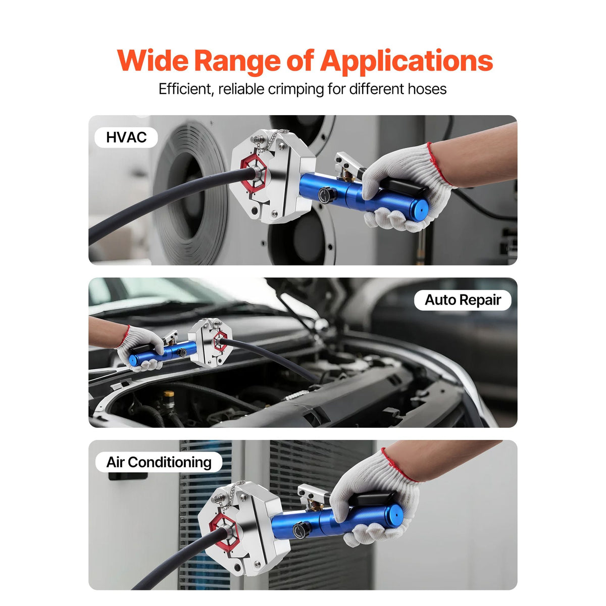 Hydraulic Hose Crimper, Hydra-Krimp AC Hose Crimper Kit with 7 Dies Snap-On, Integral Manual Hydraulic A/C Hoses Crimping Tool for Automotive & Air Conditioning Repair - with Carrying Case
