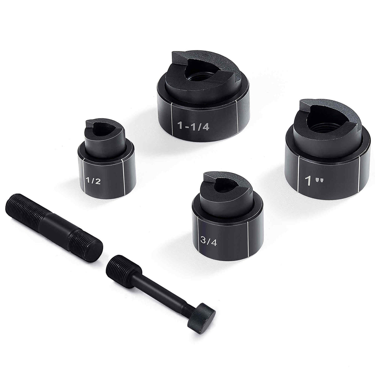 Hydraulic Knockout Punch Kit, 4 Pieces 1/2", 3/4", 1", 1-1/4" Conduit Hole Cutter Set, Metal Sheet Driver Tools, KO Tool Kits For Aluminum, Brass, Stainless Steel, Fiberglass and Plastic