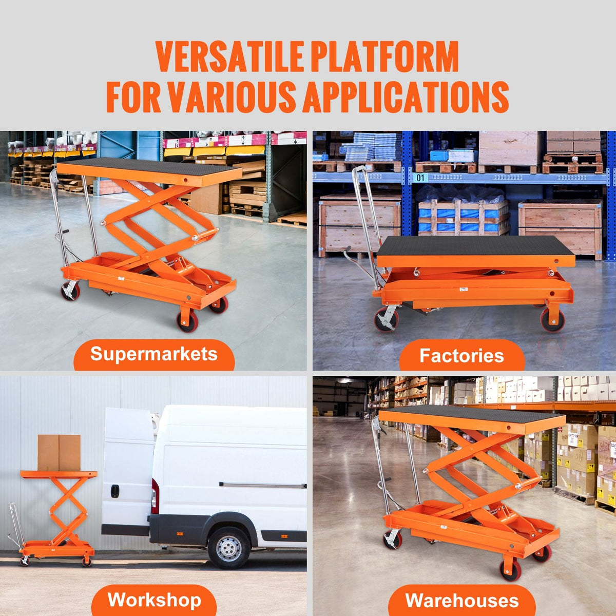 Hydraulic Lift Table Cart, 1760lbs Capacity 59" Lifting Height, Manual Double Scissor Lift Table with 4 Wheels and Non-slip Pad, Hydraulic Scissor Cart for Material Handling and Transportation