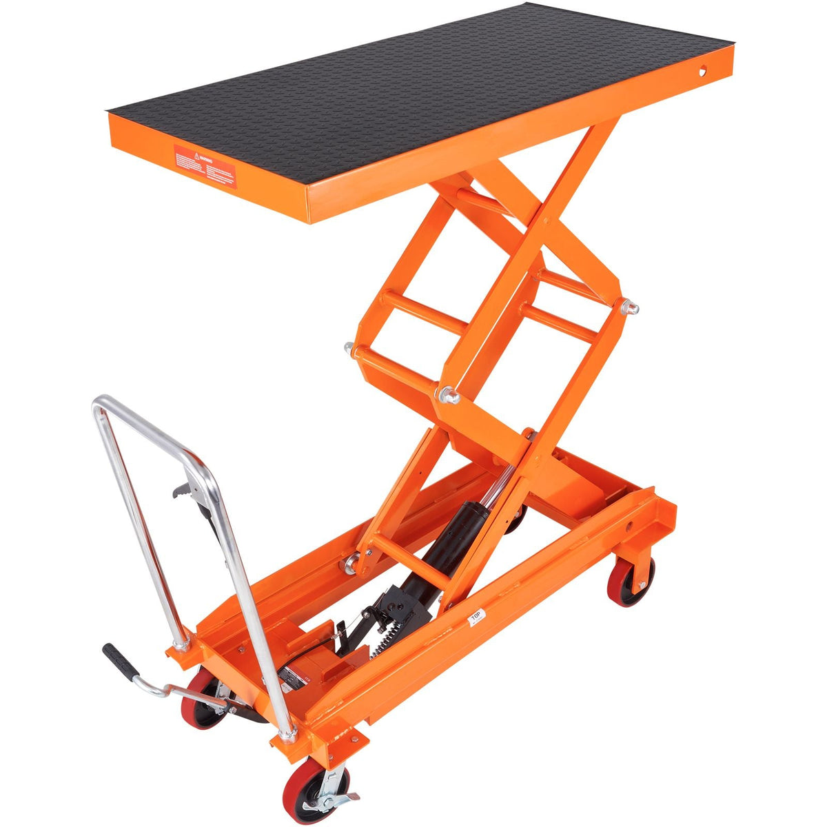 Hydraulic Lift Table Cart, 1760lbs Capacity 59" Lifting Height, Manual Double Scissor Lift Table with 4 Wheels and Non-slip Pad, Hydraulic Scissor Cart for Material Handling and Transportation