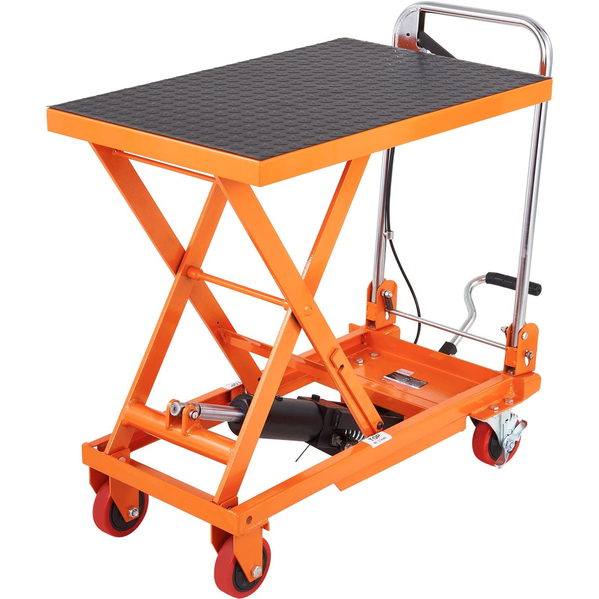 Hydraulic Lift Table Cart, 330lbs Capacity 28.5" Lifting Height, Manual Single Scissor Lift Table with 4 Wheels and Non-slip Pad, Hydraulic Scissor Cart for Material Handling and Transportation