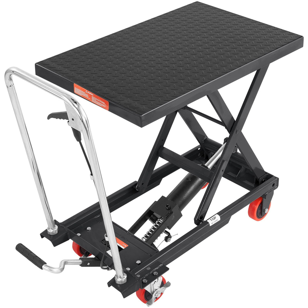 Hydraulic Lift Table Cart, 500lbs Capacity 28.5" Lifting Height, Manual Single Scissor Lift Table with 4 Wheels and Non-slip Pad, Hydraulic Scissor Cart for Material Handling, Black