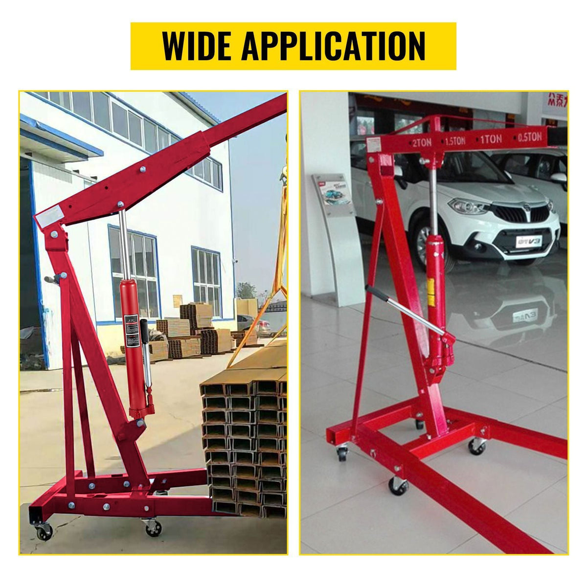 Hydraulic Long Ram Jack, 3 Tons/6600 lbs Capacity, with Single Piston Pump and Clevis Base, Manual Cherry Picker with Handle, for Garage/Shop Cranes, Engine Lift Hoist, Red(Only Jack)