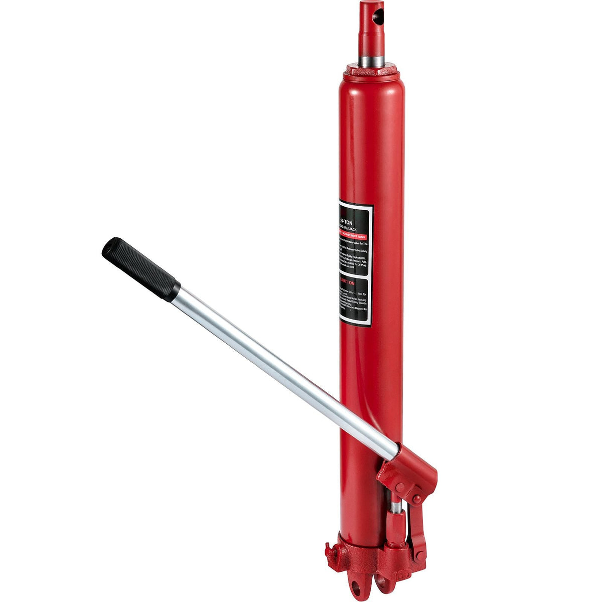 Hydraulic Long Ram Jack, 3 Tons/6600 lbs Capacity, with Single Piston Pump and Clevis Base, Manual Cherry Picker with Handle, for Garage/Shop Cranes, Engine Lift Hoist, Red(Only Jack)