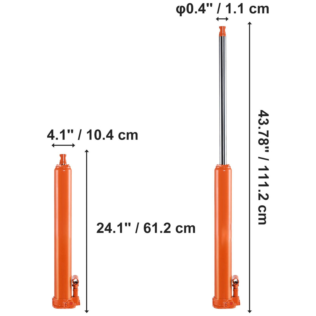 Hydraulic Long Ram Jack, 4 Ton Engine Hoist Cylinder with Single Piston Pump And Flat Base, Hydraulic Ram Cylinder for Engine Lift Hoists, Hydraulic Garage/Shop Cranes, Mechanical, Farm