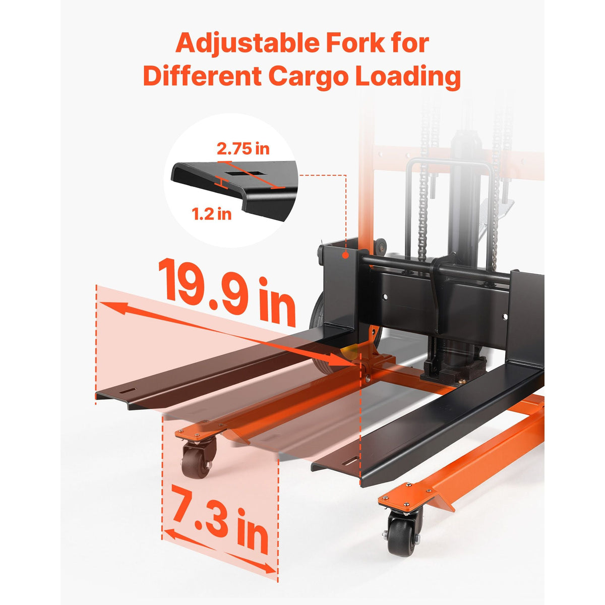 Hydraulic Material Lift Winch Stacker, 450 lbs Load Capacity, Pallet Truck Dolly with Fork Lift Table, 35.4 Inches Max Lifting Height, Foldable & Portable Pallet Jack Table Cart, Orange & Black