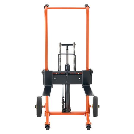 Hydraulic Material Lift Winch Stacker, 450 lbs Load Capacity, Pallet Truck Dolly with Fork Lift Table, 39.4 Inches Max Lifting Height, Foldable & Portable Pallet Jack Table Cart, Yellow & Black